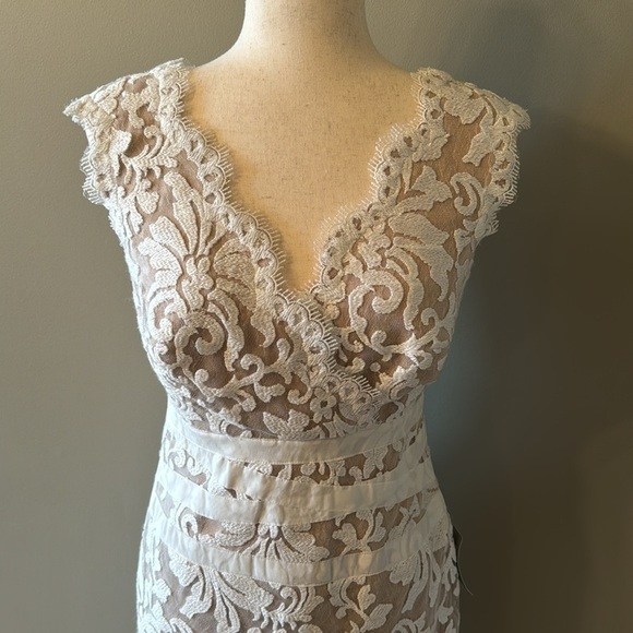 Tadashi Shoji Ivory and Nude Lace Cocktail Dress Women's Size 4 - Picture 9 of 16